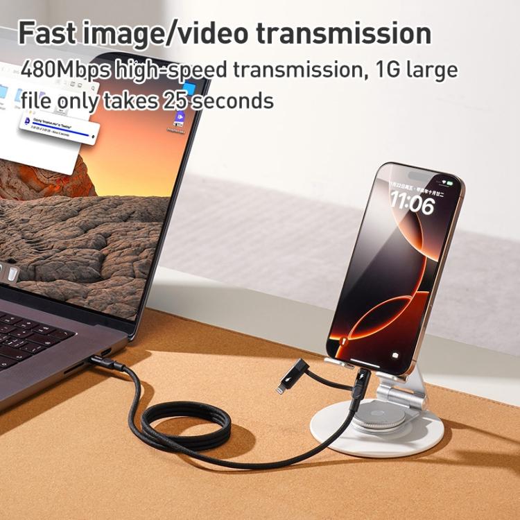 Cable de datos magnético Momax Mag.Link Duo de 60 W USB-C / Tipo-C a USB-C / Tipo-C / 8 pines, DC58 1m, DL58 60W 1m