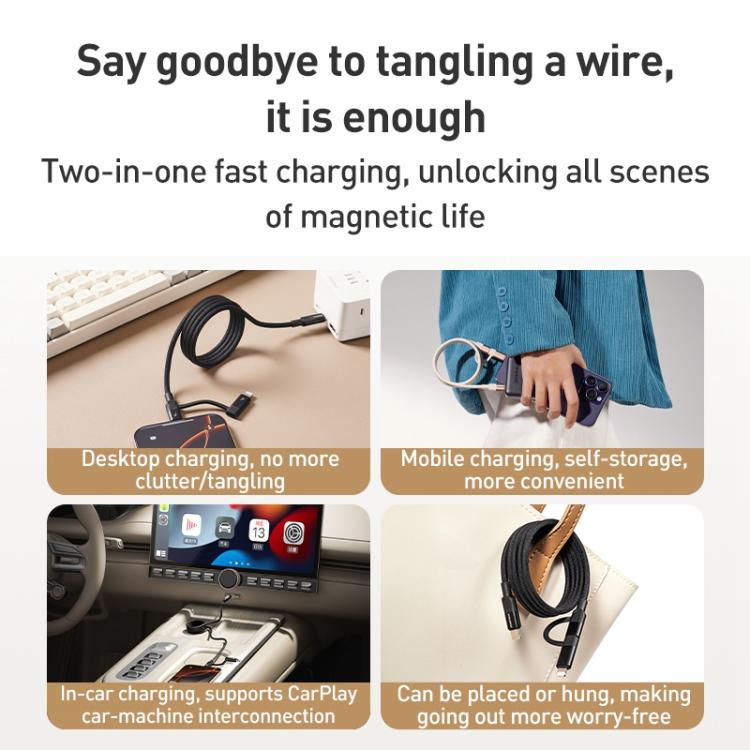 Cable de datos magnético Momax Mag.Link Duo de 60 W USB-C / Tipo-C a USB-C / Tipo-C / 8 pines, DC58 1m, DL58 60W 1m
