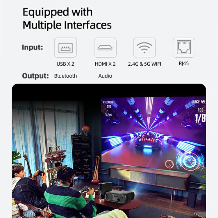 Proyector inteligente AUN AKEY9S 1080P 1000ANSI con enfoque automático, Wi-Fi y pantalla táctil., US Plug, UK Plug, AU Plug, EU Plug