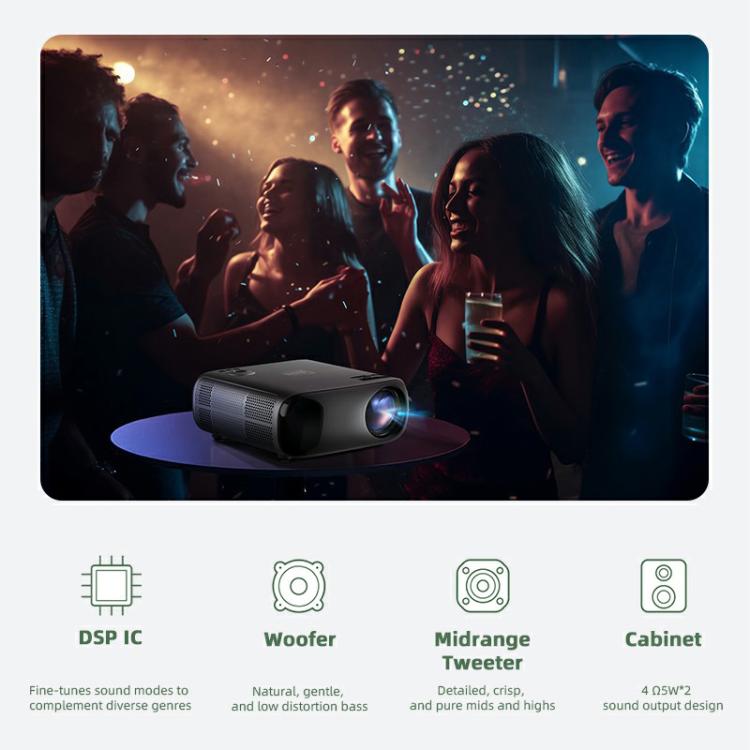 Proyector inteligente AUN AKEY9S 1080P 1000ANSI con enfoque automático, Wi-Fi y pantalla táctil., US Plug, UK Plug, AU Plug, EU Plug