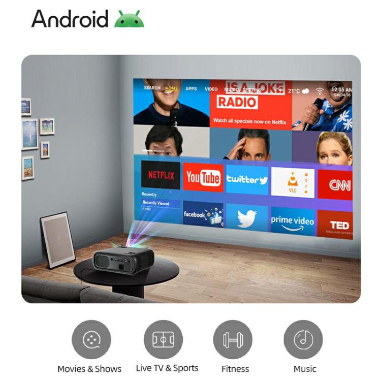 Proyector inteligente AUN AKEY9S 1080P 1000ANSI con enfoque automático, Wi-Fi y pantalla táctil., US Plug, UK Plug, AU Plug, EU Plug