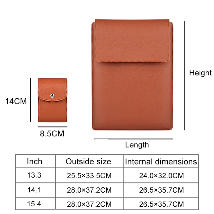 Funda de cuero con funda PU05 Bolsa de transporte con bolsa de almacenamiento pequeña, for 13.3 inch Laptop, for 14.1 inch Laptop, for 15.4 inch Laptop