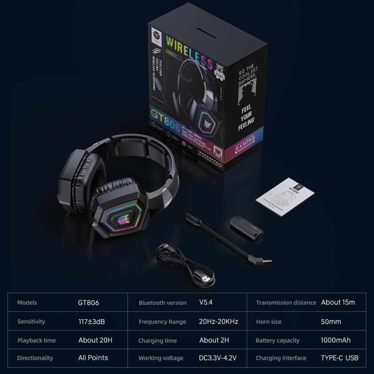 Auriculares para juegos de eSports con cable, Bluetooth 2.4G y triple modo ONIKUMA GT806, GT806