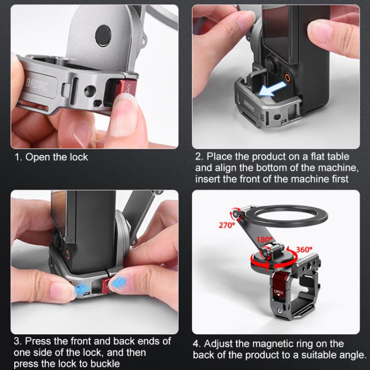 Soporte para teleprompter de teléfono inteligente BRDRC Abrazadera de escritorio Montaje de extensión de zapata fría, Dark Grey