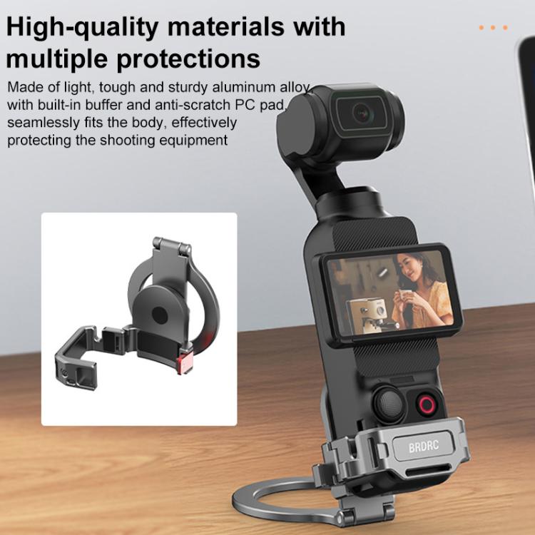 Soporte para teleprompter de teléfono inteligente BRDRC Abrazadera de escritorio Montaje de extensión de zapata fría, Dark Grey