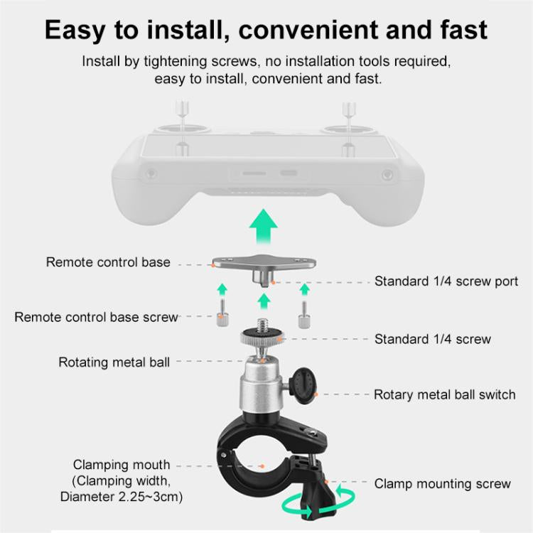 Adaptador de control remoto para drones BRDRC con base y soporte para bicicleta, For DJI RC / RC 2