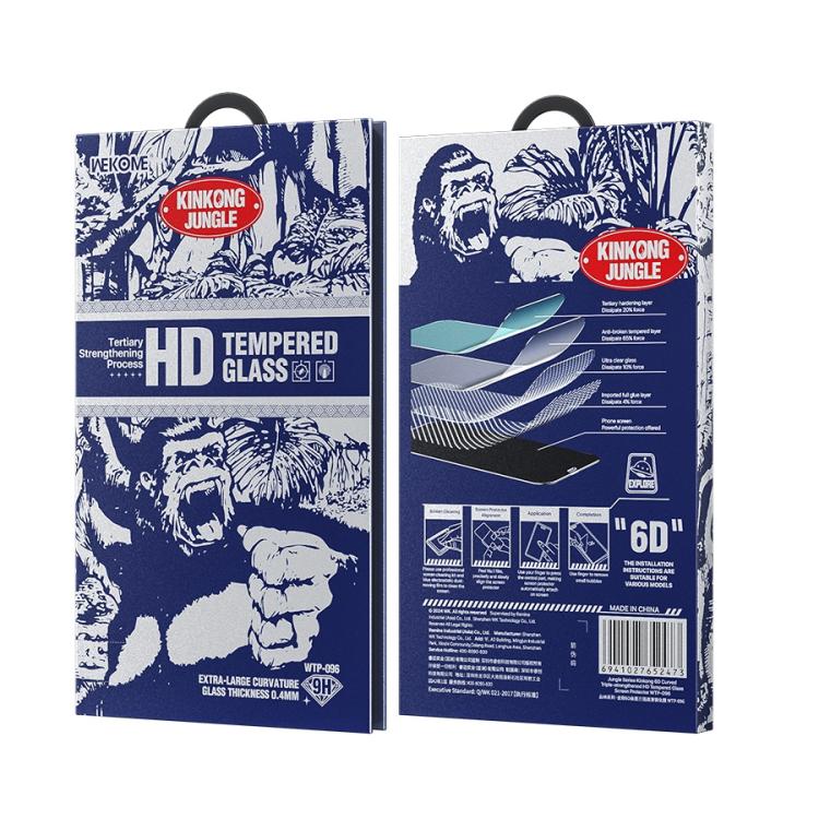 Película de vidrio templado curva HD Kinkong 6D de la serie Jungle WK WTP-096, For iPhone 16 Pro Max, For iPhone 16 Pro, For iPhone 16 Plus / 15 Plus, For iPhone 16 / 15, For iPhone 15 Pro Max, For iPhone 15 Pro