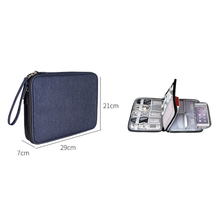 SM01 Multi-función a prueba de agua Cable de datos de doble capa Auricular U Disco Accesorios digitales Bolsa de almacenamiento, Tamaño: L, Size: L(Black), Size: L(Navy Blue)