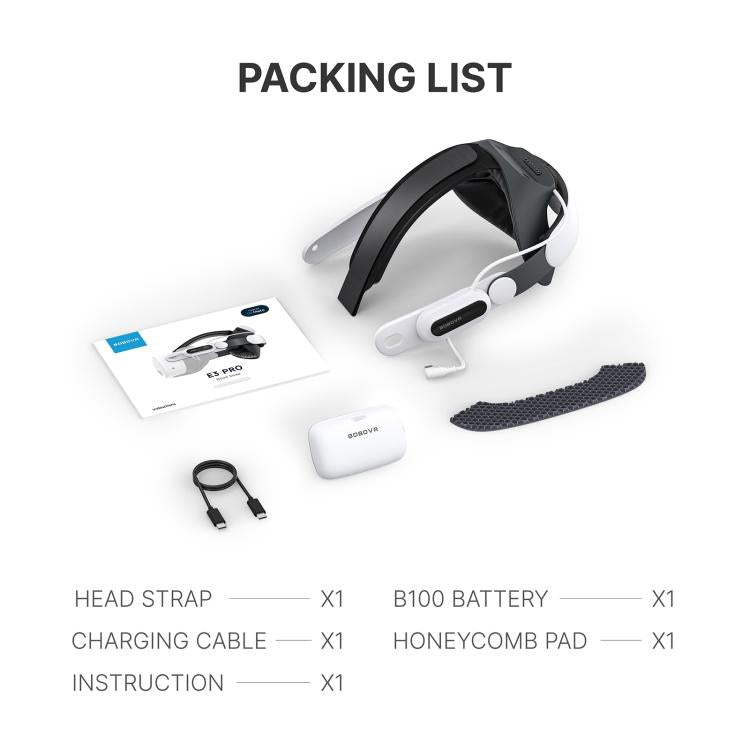 BOBOVR E3 Pro para Meta Quest 3S / 3 VR, correa para la cabeza con batería B100., E3 Pro