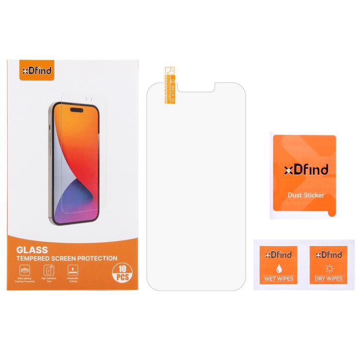 10 láminas de vidrio templado de aluminio xDfind de 0,26 mm, 9H y 2,5D., For iPhone 17e / 16e / 13 / 13 Pro, For iPhone 16 Pro Max, For iPhone 16 Pro, For iPhone 16 Plus, For iPhone 16, For iPhone 15 Plus / 15 Pro Max, For iPhone 15 / 15 Pro           ...