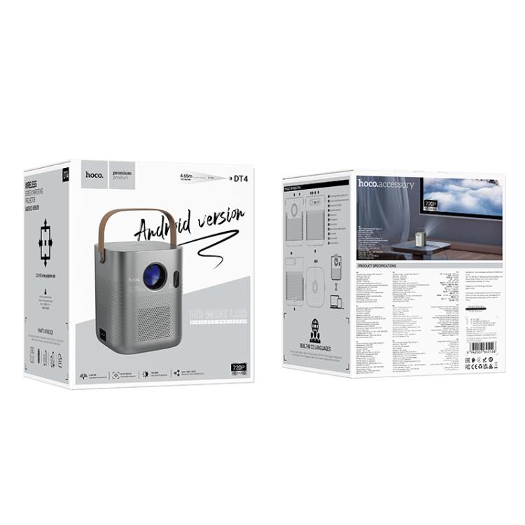 Proyector inteligente hoco DT4 1280x720P 190ANSI con enfoque automático completo (versión Android), EU Plug, US Plug, UK Plug