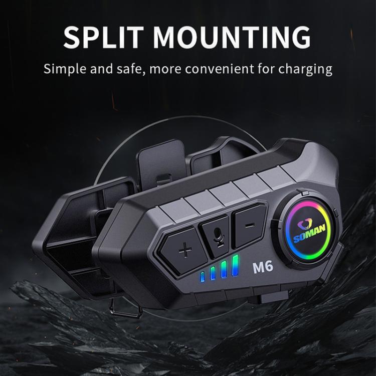 Auriculares Bluetooth SOMAN para casco de motocicleta con micrófono estéreo y micrófono de voz., M6-Hard Mic, M6-Soft Mic