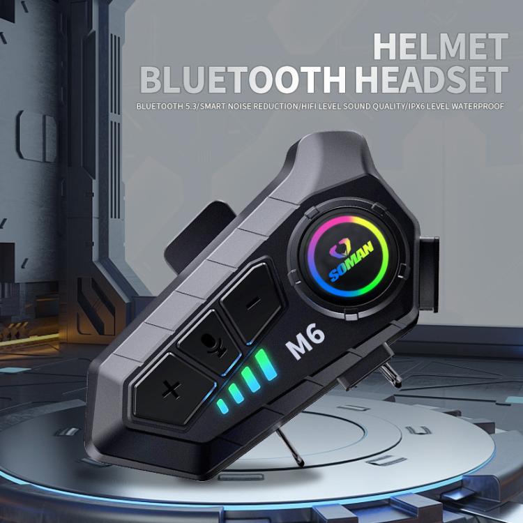 Auriculares Bluetooth SOMAN para casco de motocicleta con micrófono estéreo y micrófono de voz., M6-Hard Mic, M6-Soft Mic