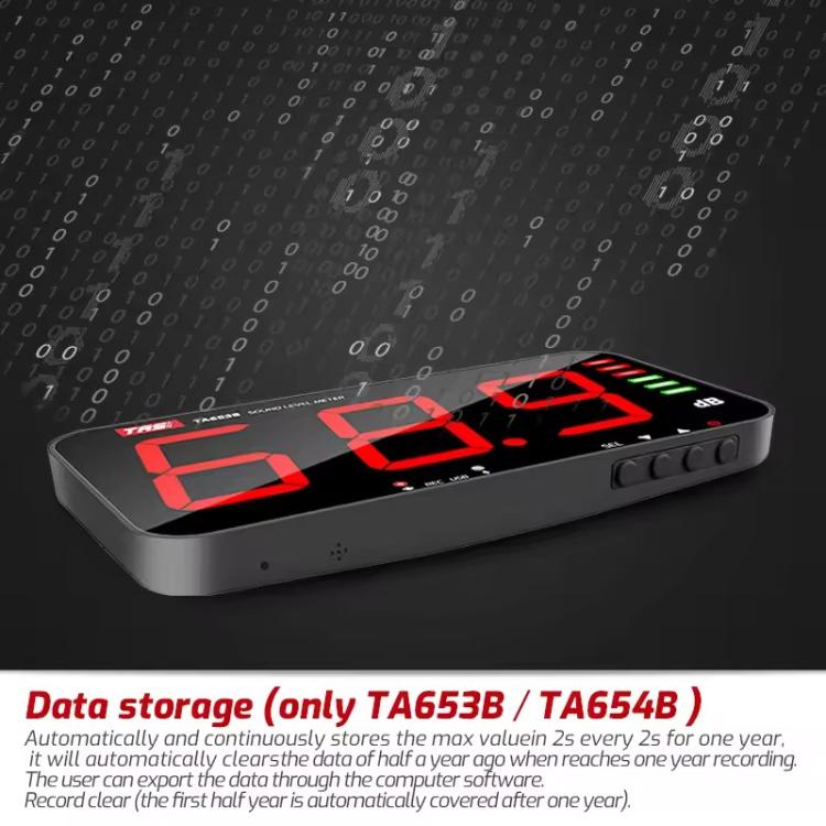 Detector de decibelios TRSI TA654B de pantalla grande para montaje en pared, TA654B