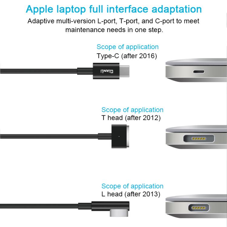 Cable de alimentación adaptable para portátiles QianLi, T Head to Type-C, L Head to Type-C, Type-C