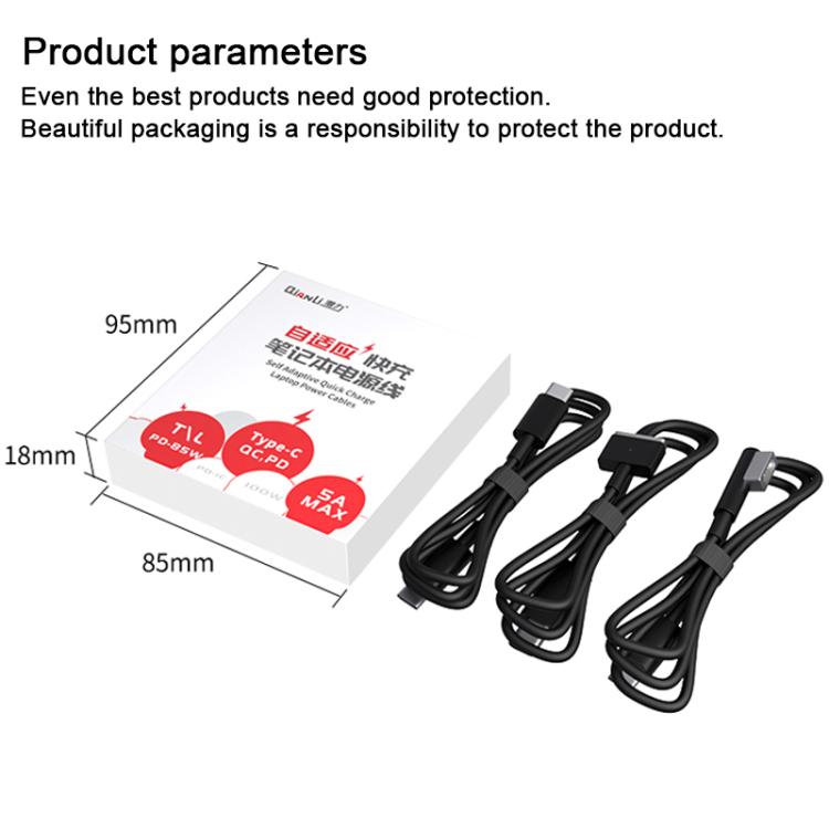 Cable de alimentación adaptable para portátiles QianLi, T Head to Type-C, L Head to Type-C, Type-C