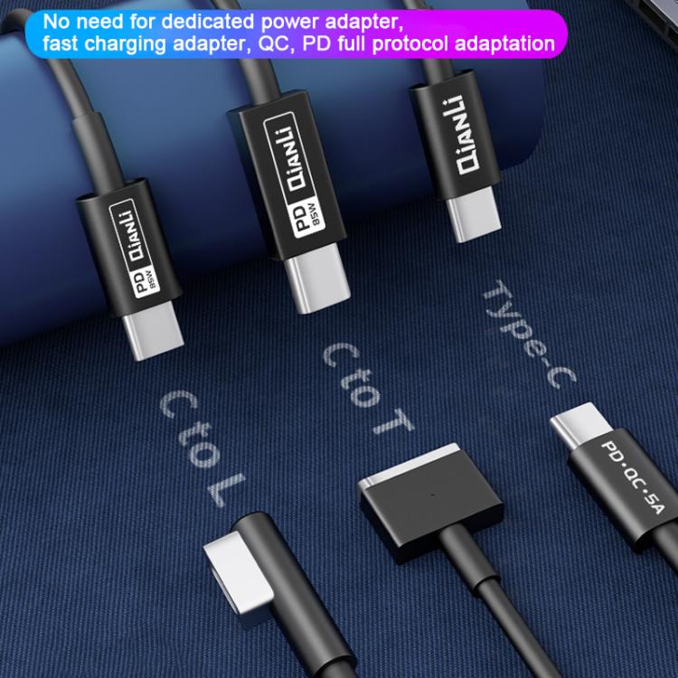 Cable de alimentación adaptable para portátiles QianLi, T Head to Type-C, L Head to Type-C, Type-C