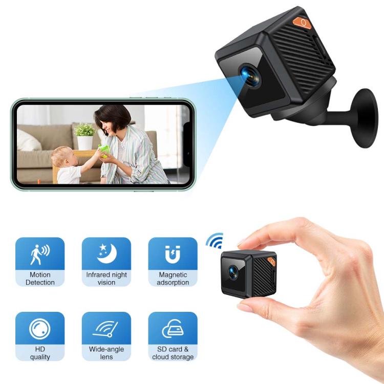 Minicámara inteligente WiFi magnética HD W02 con detección de movimiento y visión nocturna infrarroja., W02