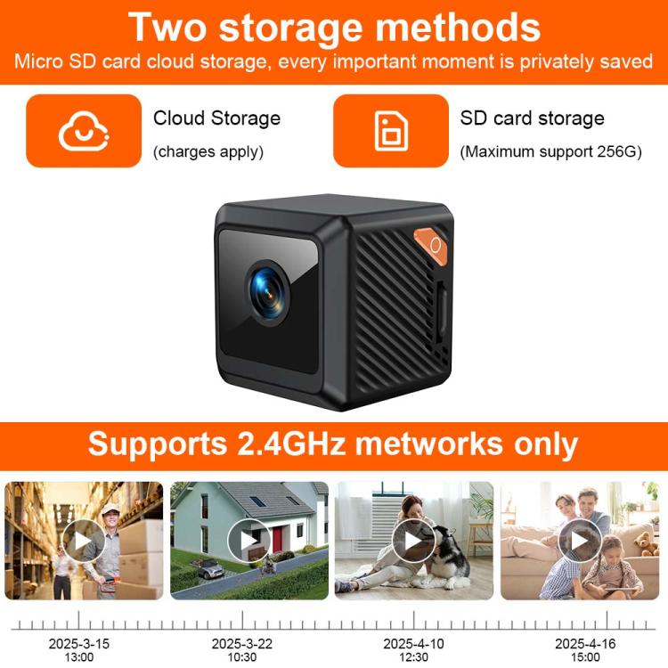 Minicámara inteligente WiFi magnética HD W02 con detección de movimiento y visión nocturna infrarroja., W02