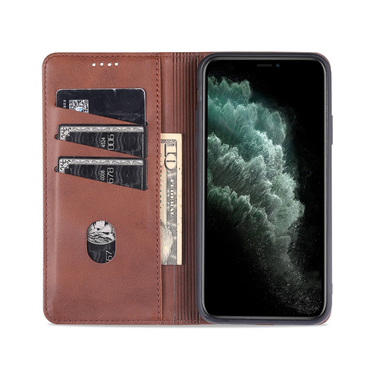 AZNS Estuche de cuero con tapa horizontal con textura de becerro magnético con ranuras para tarjetas y soporte y billetera, For iPhone 12 Pro Max, For iPhone 12 / 12 Pro, For iPhone 12 mini, For iPhone 11 Pro Max, For iPhone 11 Pro, For iPhone 11