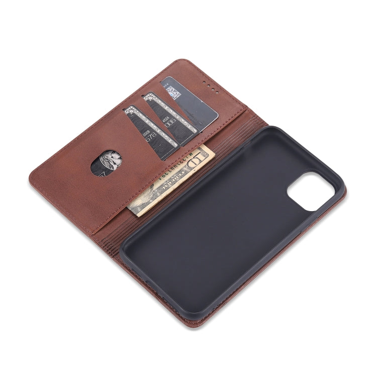 AZNS Estuche de cuero con tapa horizontal con textura de becerro magnético con ranuras para tarjetas y soporte y billetera, For iPhone 12 Pro Max, For iPhone 12 / 12 Pro, For iPhone 12 mini, For iPhone 11 Pro Max, For iPhone 11 Pro, For iPhone 11