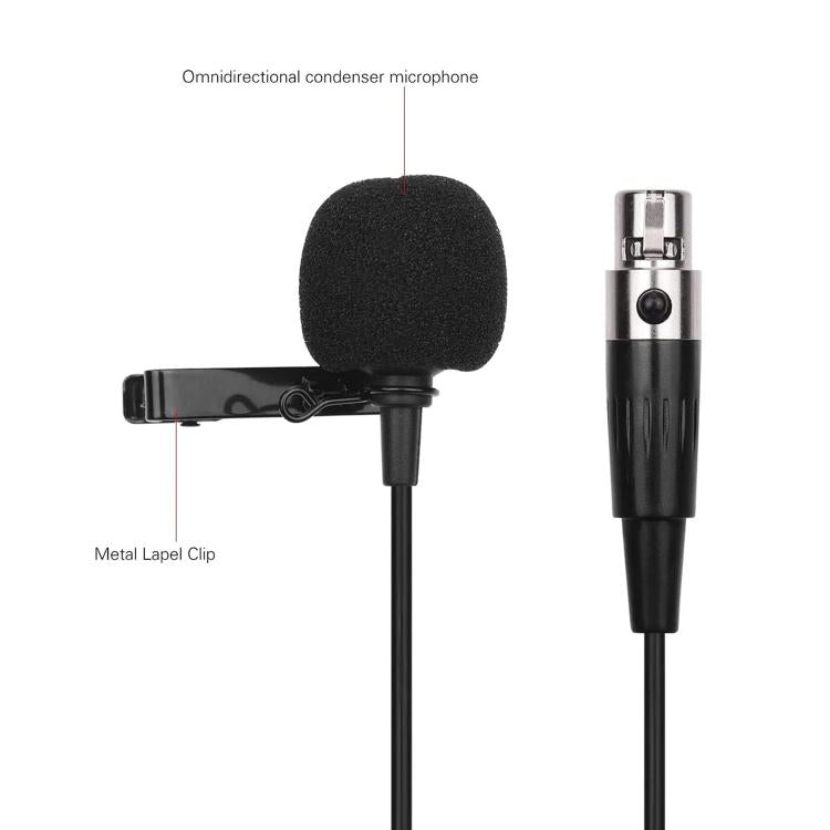 Micrófono de solapa metálico, longitud del cable: 1,5 m, 3 Pin XLR Head, 4 Pin XLR Head