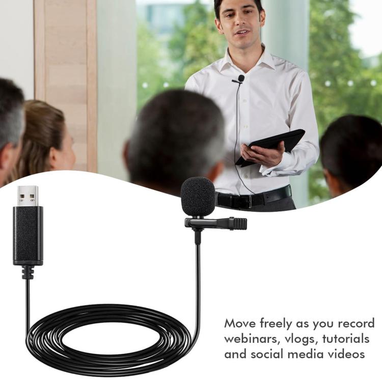 Micrófono de solapa con interfaz USB para grabación de videoconferencias en directo desde portátil, USB Interface