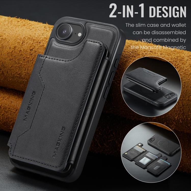 Funda desmontable para teléfono con tarjetero RFID MagSafe de la serie K3 de MAGKING, For iPhone 17e / 16e, For iPhone 17, For iPhone 16 Pro Max, For iPhone 16 Pro, For iPhone 16 Plus, For iPhone 16