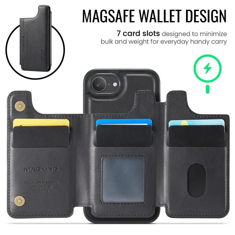 Funda desmontable para teléfono con tarjetero RFID MagSafe de la serie K3 de MAGKING, For iPhone 17e / 16e, For iPhone 17, For iPhone 16 Pro Max, For iPhone 16 Pro, For iPhone 16 Plus, For iPhone 16
