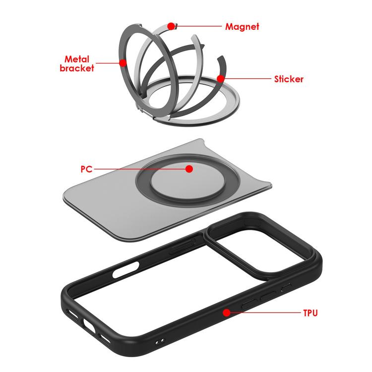 Funda híbrida de TPU y acrílico con soporte MagSafe esmerilado de Kalebol, For iPhone 17 Pro Max, For iPhone 17 Pro, For iPhone 17, For iPhone Air