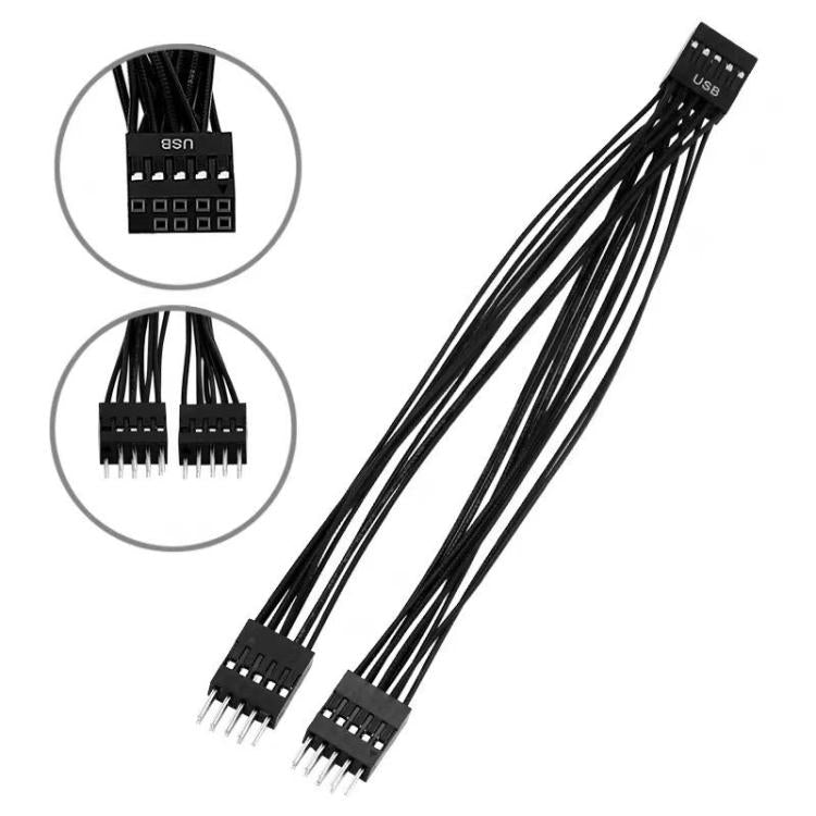 Cable extensor adaptador USB de 9 pines 2 en 1 para placa base de ordenador de sobremesa, 9 Pin