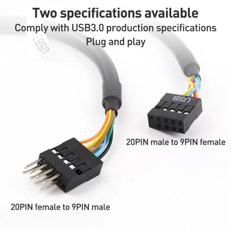 2 cables adaptadores USB 3.0 para placa base de ordenador, 20 Pin Male to 9 Pin Female, 9 Pin Male to 20 Pin Female
