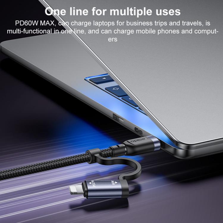 Cable de datos de carga rápida Yesido CA200 de 1,2 m y 60 W USB / Tipo-C a Tipo-C / 8 pines, CA200