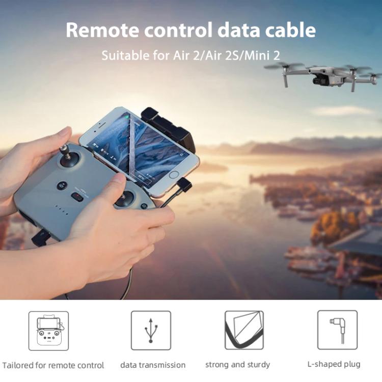 Cable de datos BRDRC para DJI Mavic Air 2 / Air 2S / Mini 2, 30cm Type-C to Type-C, 30cm Type-C to Android, 30cm Type-C to 8 Pin