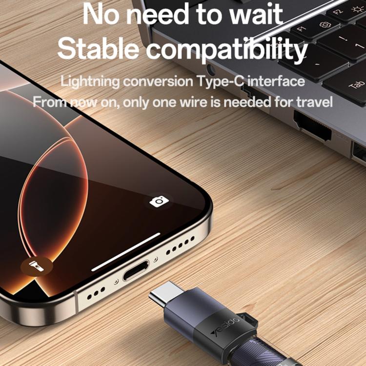 Adaptador de carga Yesido GS28 de 8 pines hembra a USB tipo C macho de 60 W, GS28