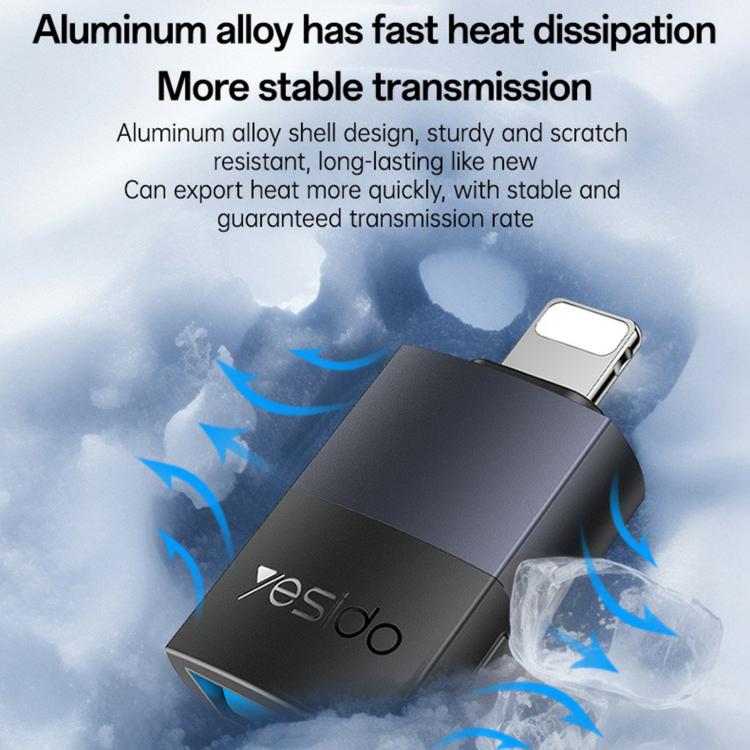 Adaptador de carga Yesido GS32 USB 2.0 hembra a 8 pines macho de 480 Mbps, GS32