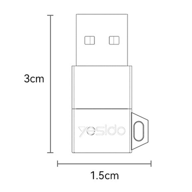 Adaptador de carga Yesido GS34 Tipo C hembra a USB 2.0 macho de 480 Mbps, GS34
