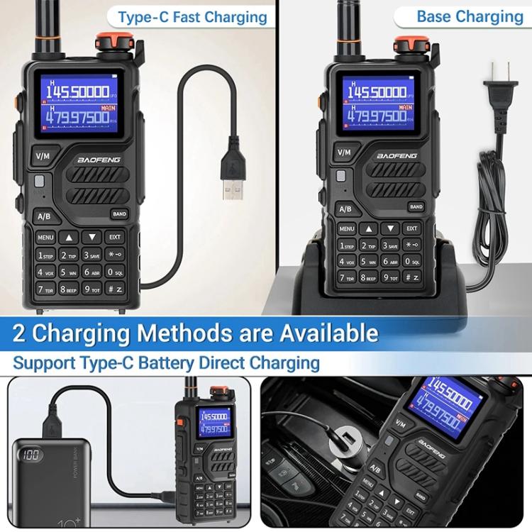 Walkie Talkie analógico portátil FM Baofeng K5 PLUS con doble escucha y doble modo de espera., EU Plug, US Plug