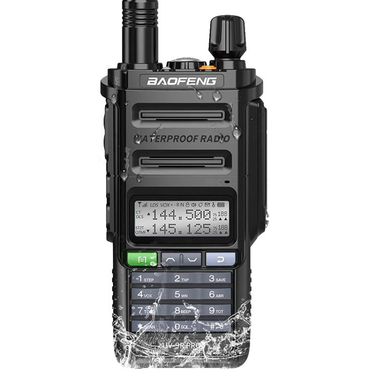 Walkie-talkie analógico portátil Baofeng UV-9R PRO con pantalla LCD de matriz de puntos y clasificación de resistencia al agua IP57., EU Plug, US Plug