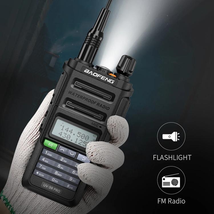 Walkie-talkie analógico portátil Baofeng UV-9R PRO con pantalla LCD de matriz de puntos y clasificación de resistencia al agua IP57., EU Plug, US Plug