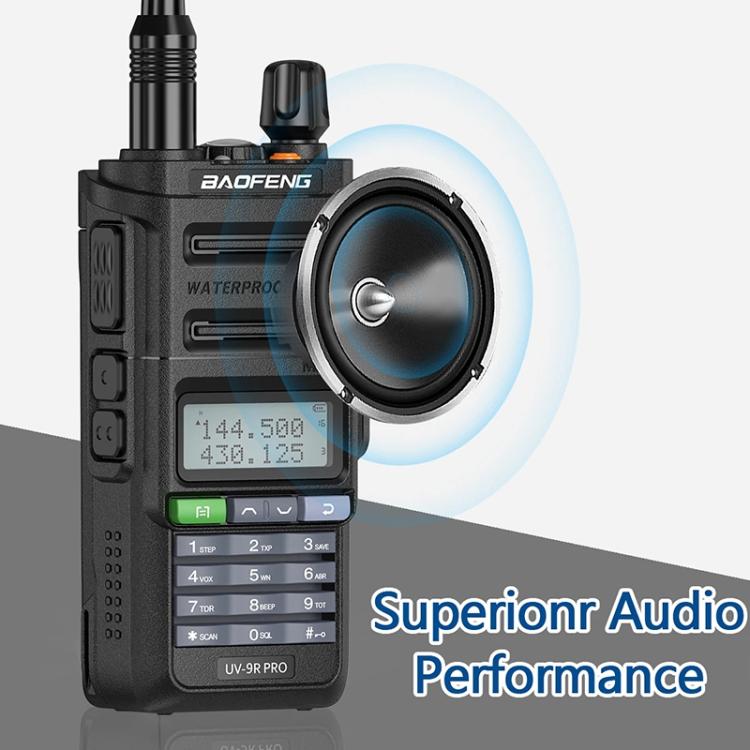 Walkie-talkie analógico portátil Baofeng UV-9R PRO con pantalla LCD de matriz de puntos y clasificación de resistencia al agua IP57., EU Plug, US Plug