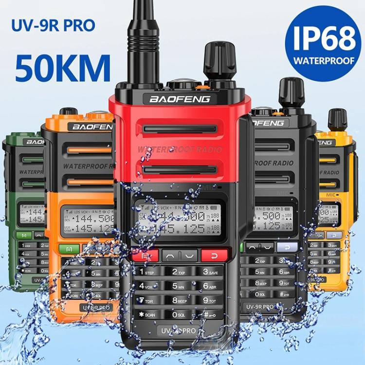 Walkie-talkie analógico portátil Baofeng UV-9R PRO con pantalla LCD de matriz de puntos y clasificación de resistencia al agua IP57., EU Plug, US Plug