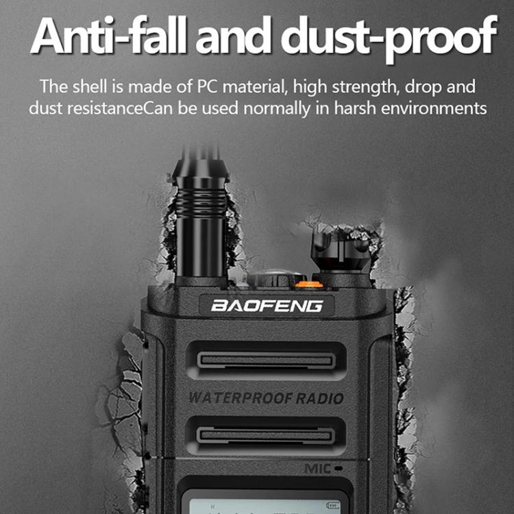 Walkie-talkie analógico portátil Baofeng UV-9R PRO con pantalla LCD de matriz de puntos y clasificación de resistencia al agua IP57., EU Plug, US Plug