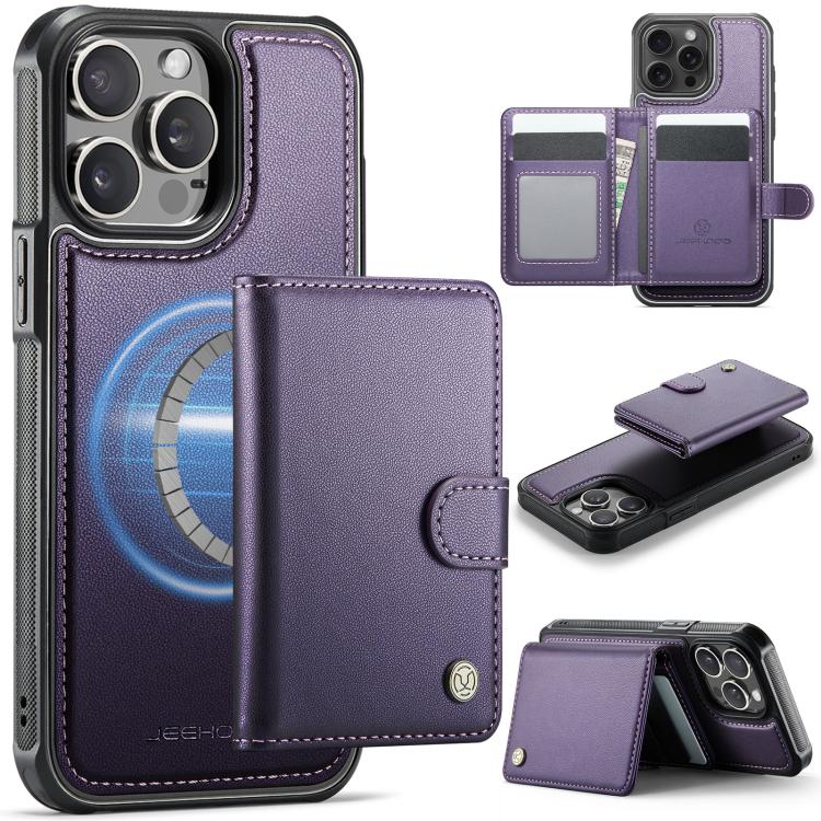 Funda de cuero para teléfono JEehOOD J09 con hebilla y tarjetero MagSafe de estilo magnético RFID., For iPhone 15 Pro Max, For iPhone 15 Pro, For iPhone 15 Plus / 14 Plus, For iPhone 15, For iPhone 14, For iPhone 14 Pro, For iPhone 14 Pro Max          ...