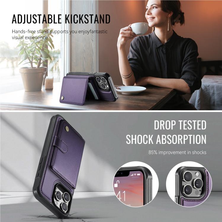 Funda de cuero para teléfono JEehOOD J09 con hebilla y tarjetero MagSafe de estilo magnético RFID., For iPhone 15 Pro Max, For iPhone 15 Pro, For iPhone 15 Plus / 14 Plus, For iPhone 15, For iPhone 14, For iPhone 14 Pro, For iPhone 14 Pro Max          ...