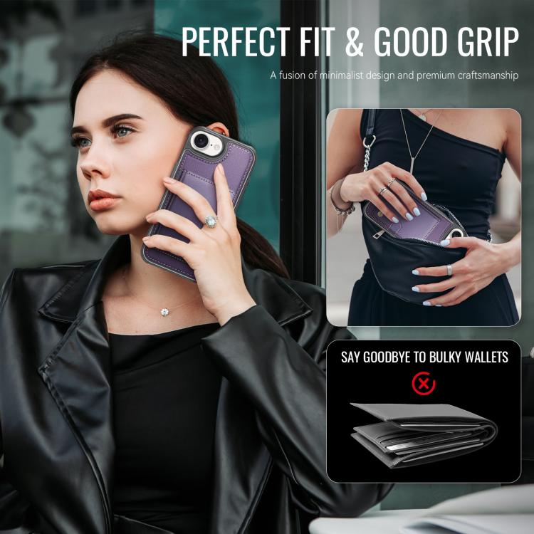 Funda de cuero para teléfono JEehOOD J09 con hebilla y tarjetero MagSafe de estilo magnético RFID., For iPhone 17e / 16e, For iPhone 17 Pro Max, For iPhone 17 Pro, For iPhone 17, For iPhone Air, For iPhone 16 Pro Max, For iPhone 16 Pro, For iPhone 16 P...