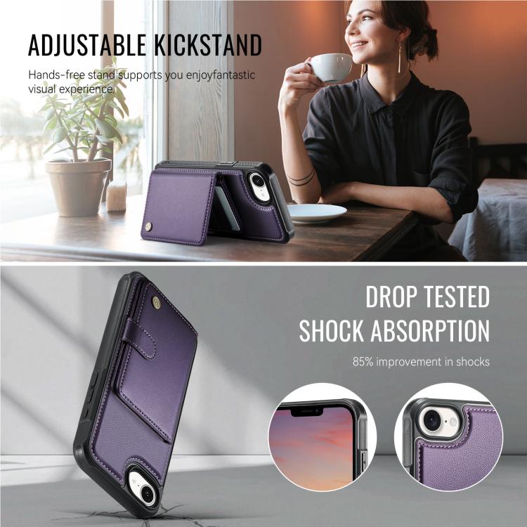 Funda de cuero para teléfono JEehOOD J09 con hebilla y tarjetero MagSafe de estilo magnético RFID., For iPhone 17e / 16e, For iPhone 17 Pro Max, For iPhone 17 Pro, For iPhone 17, For iPhone Air, For iPhone 16 Pro Max, For iPhone 16 Pro, For iPhone 16 P...