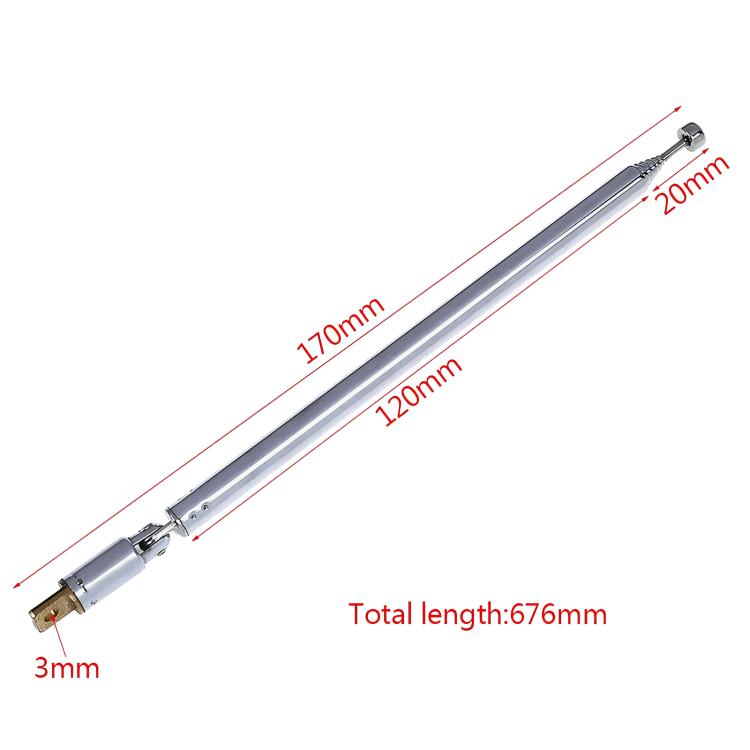 Antena retráctil para radio, cabezal universal, longitud total: 765 mm.