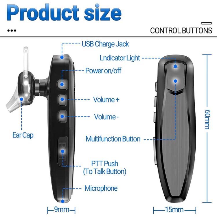Auriculares inalámbricos Bluetooth tipo walkie-talkie para Baofeng UV5R 888S / Quansheng UV K5 / K6