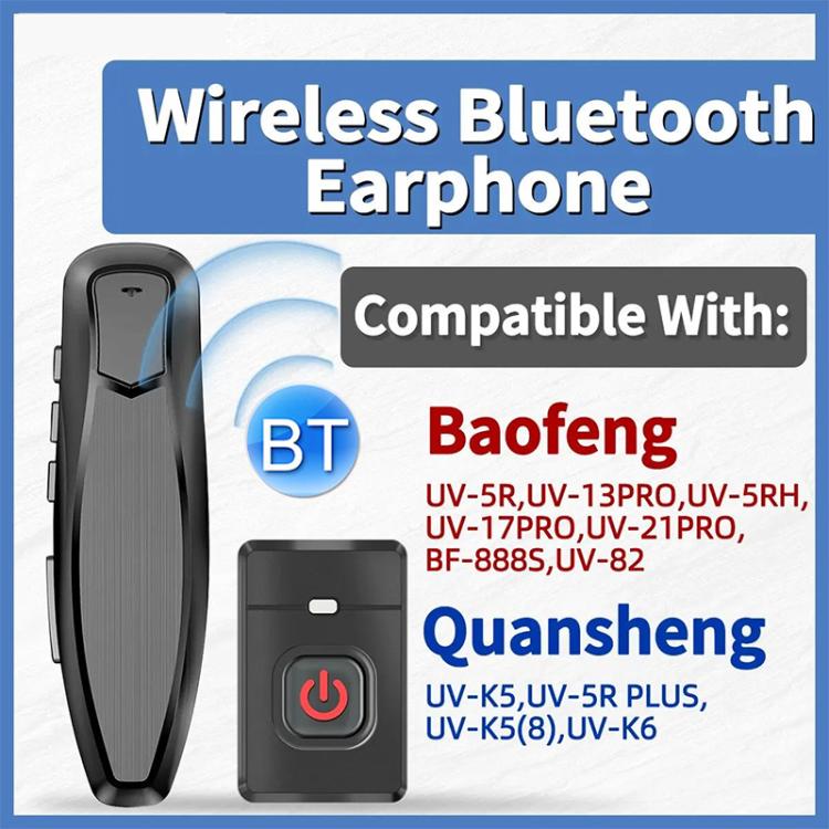 Auriculares inalámbricos Bluetooth tipo walkie-talkie para Baofeng UV5R 888S / Quansheng UV K5 / K6